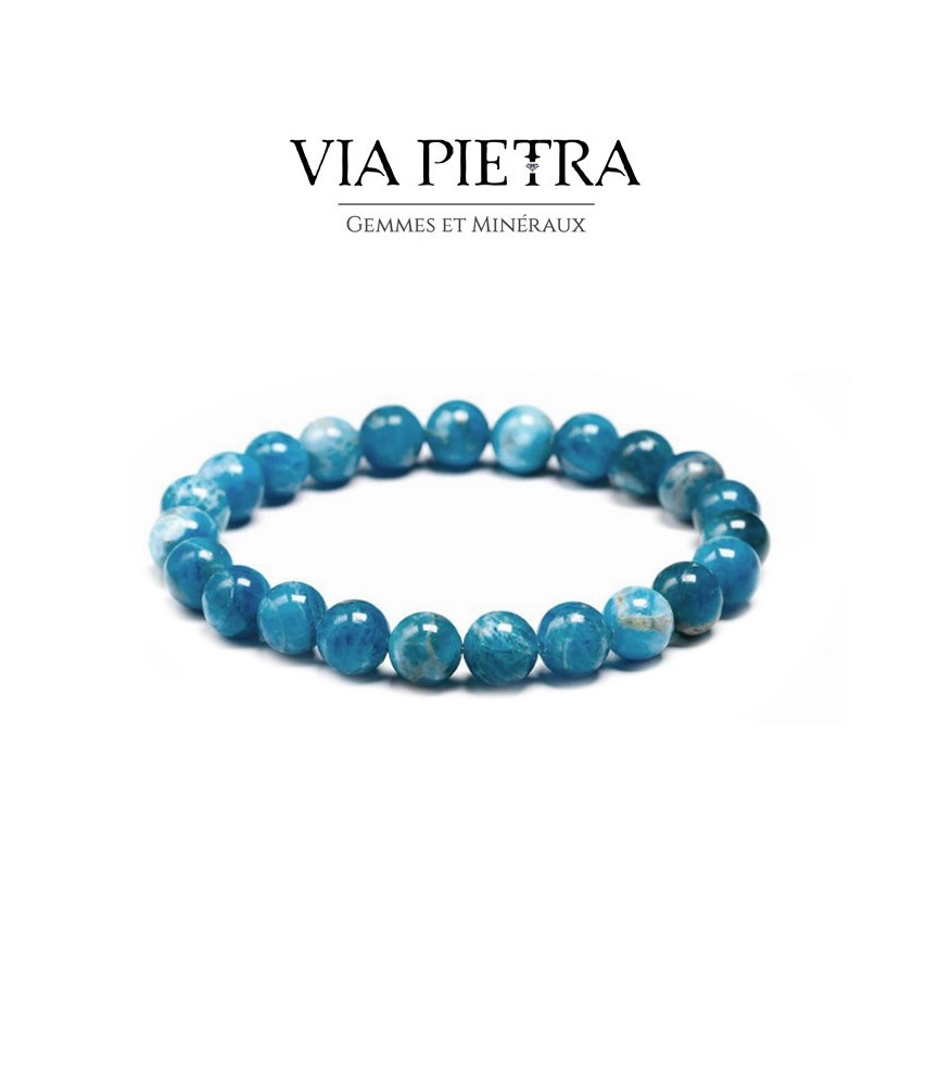 Bracelet Apatite lithothérapie, propriété, vertu, litho, bien être, bienfait, soin par les pierres