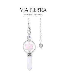 Pendule Merkaba et pointe de cristal de Roche avec Quartz rose