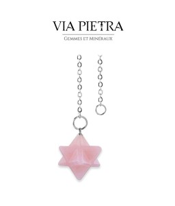 Pendule Merkaba Quartz rose, radiesthésie, divinatoire