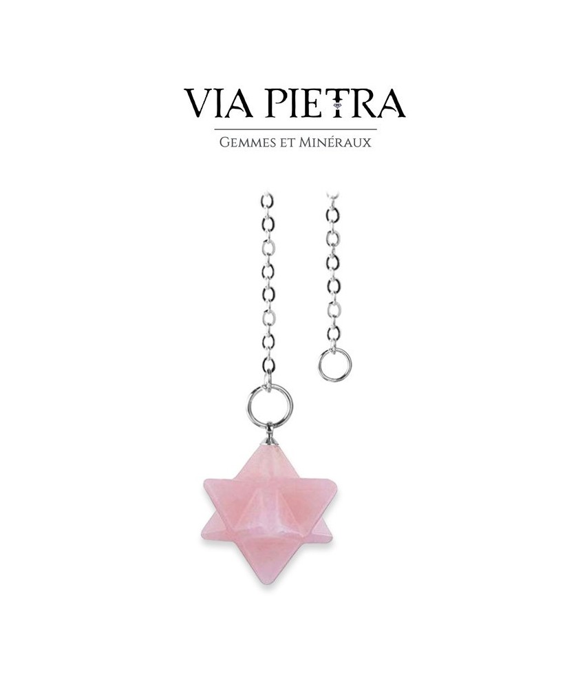 Pendule Merkaba Quartz rose, radiesthésie, divinatoire