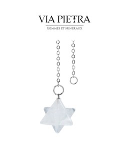 Pendule Merkaba cristal de roche, radiesthésie, divinatoire