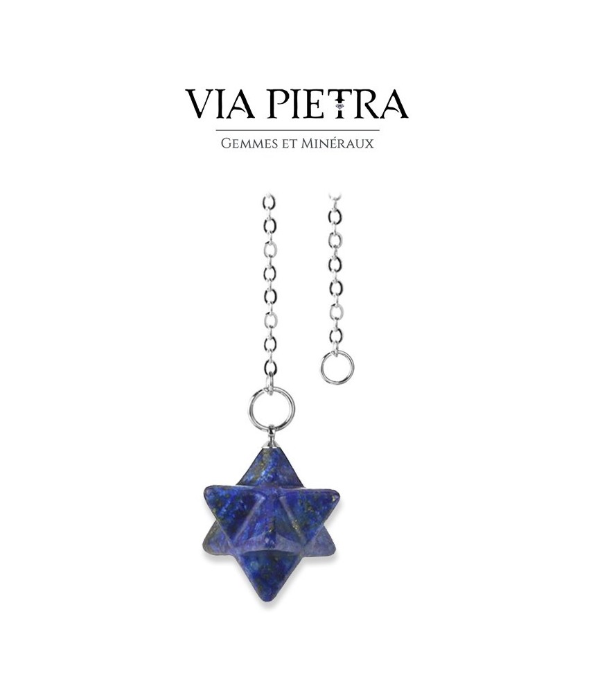 Pendule Merkaba Lapis-lazuli, radiesthésie, divinatoire