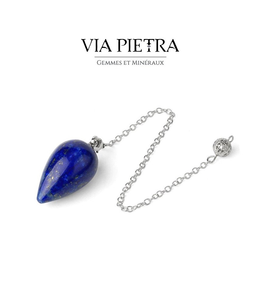 Pendule divinatoire radiesthésie, pendule goutte Luzi en pierre naturelle Lapis lazuli