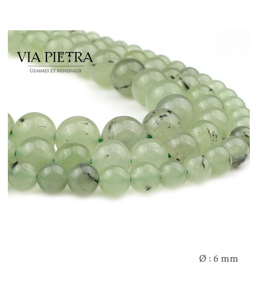 Perles Prehnite création, perles prehnite 6mm, perles en pierre naturelle