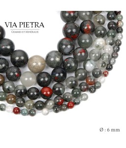 Perles Jaspe sang création, perles jaspe bloodstone 6mm, perles en pierre naturelle