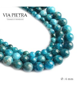 Perles Apatite bleue création, perles Apatite bleue paraiba 6mm, perles en pierre naturelle