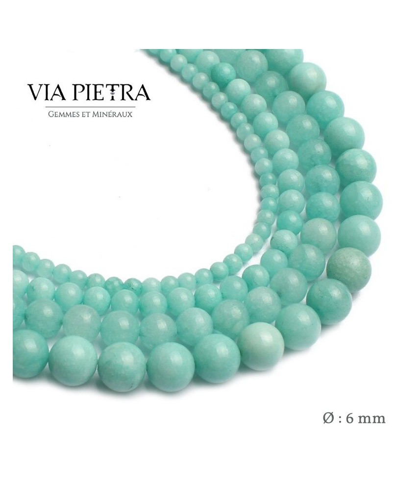 Perles Amazonite création, perles Amazonite verte bleue 6mm, perles en pierre naturelle