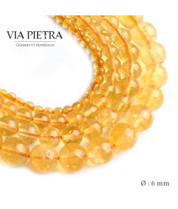 Perles citrine jaune création, perles citrine chauffée jaune 6mm, perles en pierre naturelle