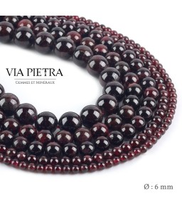 Perles Grenat rouge création, perles grenat rouge foncé 6mm, perles en pierre naturelle