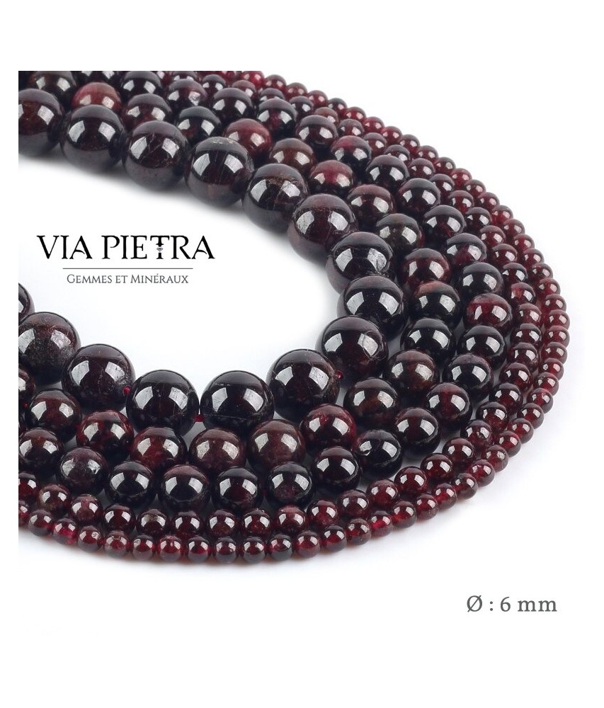 Perles Grenat rouge création, perles grenat rouge foncé 6mm, perles en pierre naturelle