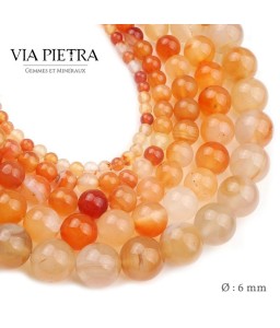 Perles Cornaline création, perles Cornaline orange rouge 6mm, perles en pierre naturelle