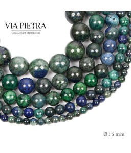 Perles Azurite Malachite création, perles Malachite foncé 6mm, perles en pierre naturelle