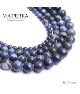 Perles Sodalite création, perles Sodalite bleue 6mm, perles en pierre naturelle