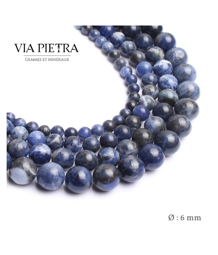 Perles Sodalite création, perles Sodalite bleue 6mm, perles en pierre naturelle