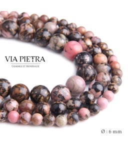 Perles Rhodonite création, perles Rhodonite rose 6mm, perles en pierre naturelle