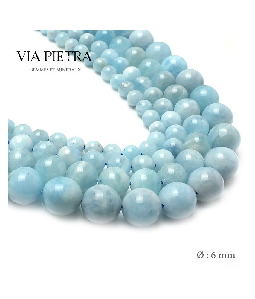 Perles Aigue Marine création, perles Aquamarine 6mm, perles en pierre naturelle