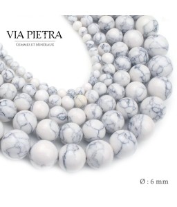 Perles Howlite création, perles Howlite blanc 6mm, perles en pierre naturelle