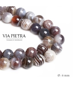 Perles Agate du Bostwana création, perles Agate grise bostwana blanc 6mm, perles en pierre naturelle