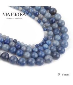 Perles Quartz dumortiérite création, perles aventurine bleue 6mm, perles en pierre naturelle