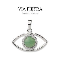 Œil de protection, pendentif en pierre naturelle d'aventurine, mauvais œil, mauvais sort, talisman amulette