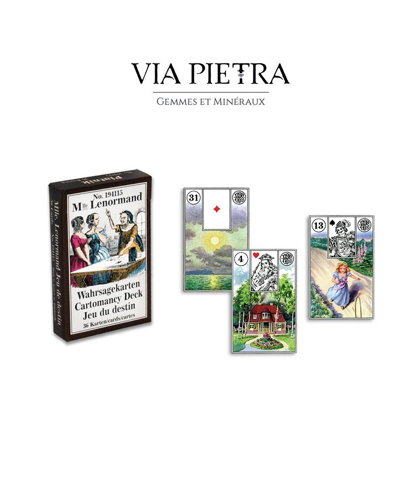 Cartes oracle : jeu du destin de Mlle Lenormand. Jeu tirage de cartes oracle en français