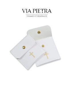 Pochette étuis chapelet, étuis religieux, pochette cuir blanc catholique, étui pochette chrétien croix