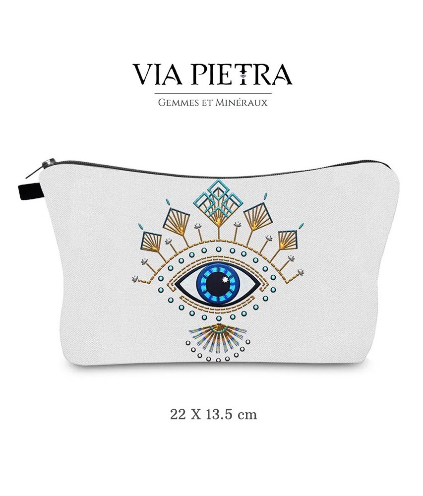 Pochette mauvais oeil, pochette oeil de protection, pochette oeil turc, pochette à bijoux