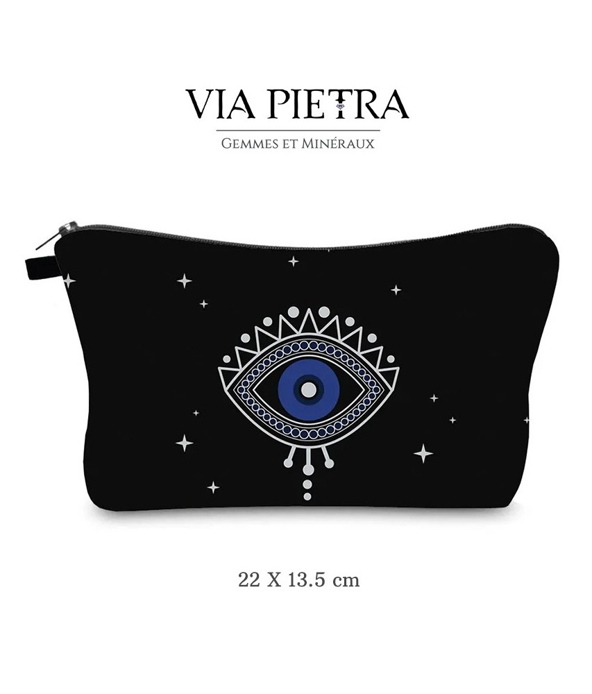 Pochette mauvais oeil, pochette oeil de protection, pochette oeil turc, pochette à bijoux