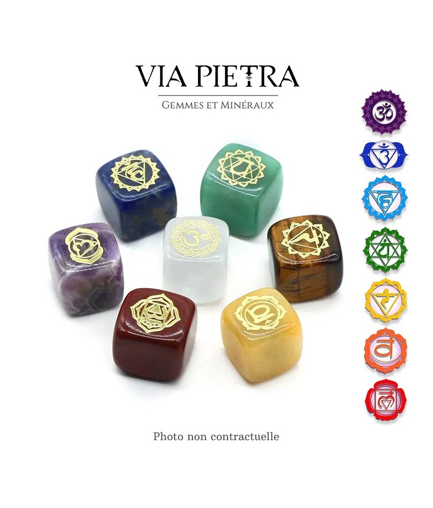 Lot minéraux 7 chakras pierre naturelle, coeurs 7 chakras en pierre, taux vibratoires, énergie rééquilibre