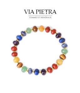 Bracelet en pierre naturelle 7 chakras, bracelet minéraux 7 chakras en pierre, taux vibratoires, énergie rééquilibre