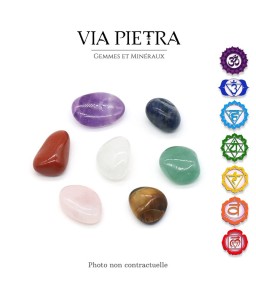 Lot minéraux 7 chakras pierre naturelle, 7 chakras en pierre, taux vibratoires, énergie rééquilibre