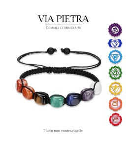 Bracelet en pierre naturelle 7 chakras, bracelet minéraux 7 chakras en pierre, taux vibratoires, énergie rééquilibre