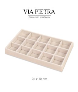 Plateau présentoir bijoux à compartiments, plateau séparateur, rangement, plateau en velours beige