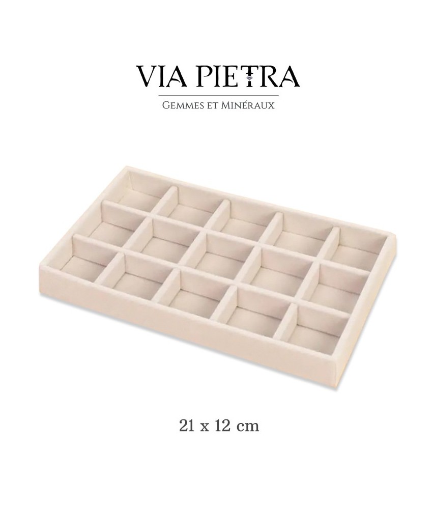 Plateau présentoir bijoux à compartiments, plateau séparateur, rangement, plateau en velours beige