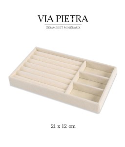 Plateau présentoir bijoux à compartiments, plateau séparateur, rangement, plateau en velours beige