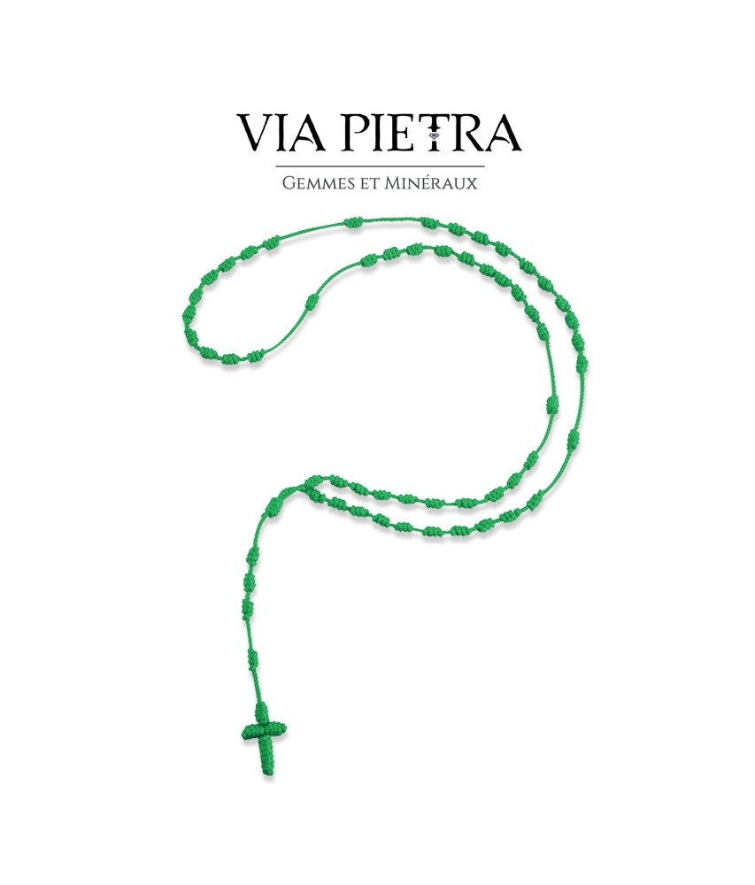 Chapelet vert corde 50 nœuds, rosaire corde, chapelet pas cher, chapelet rosaire religieux chrétien catholique