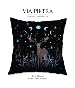 Taie d'oreiller cerf forêt, cerf magie lune, déco cerf de nuit, cerf sorcellerie, magie déco coussin oreiller