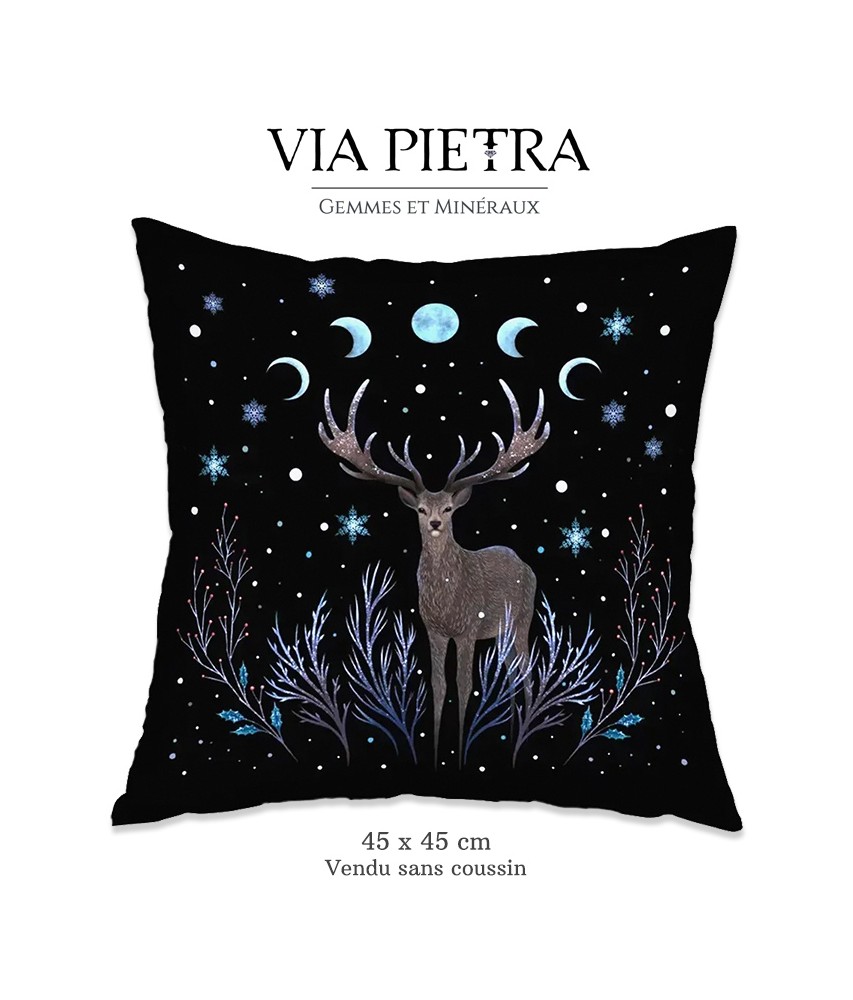 Taie d'oreiller cerf forêt, cerf magie lune, déco cerf de nuit, cerf sorcellerie, magie déco coussin oreiller