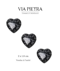 Coeur en pierre naturelle, coeur amour lithothérapie, idée cadeau, coeur en pierre pas cher, coeur Obsidienne flocon de neige