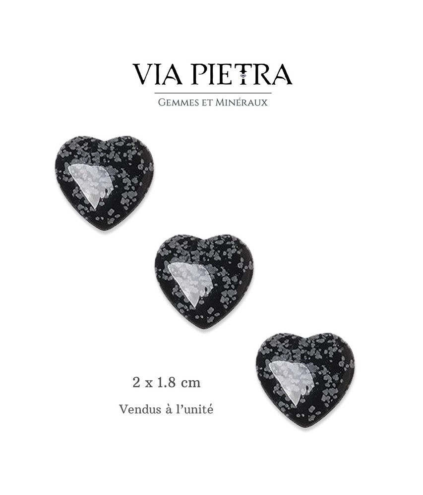 Coeur en pierre naturelle, coeur amour lithothérapie, idée cadeau, coeur en pierre pas cher, coeur Obsidienne flocon de neige