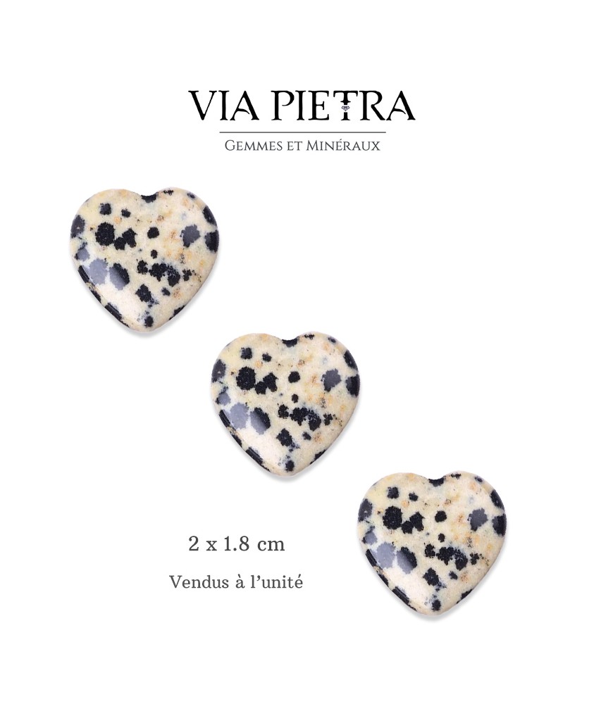 Coeur en pierre naturelle, coeur amour lithothérapie, idée cadeau, coeur en pierre pas cher, coeur jaspe dalmatien