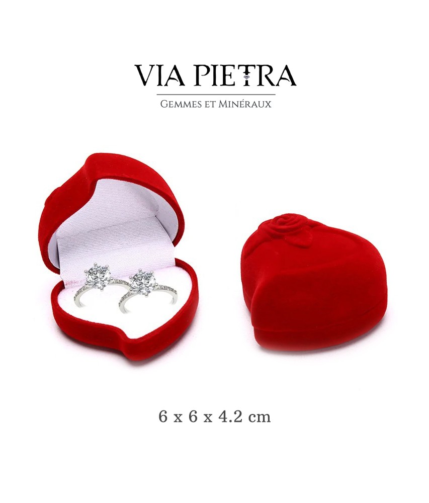 Ecrin coeur en velours, boîte coeur rouge bijoux, écrin luxe bague, boîte bijoux rouge, écrin pour bague, coffret bijou bague