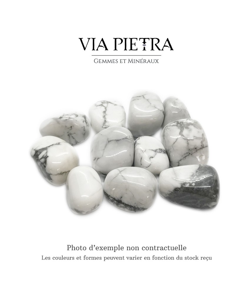 Pierre roulée howlite, pierre énergie howlite blanc, pierre lithothérapie howlite verte vertu bienfait